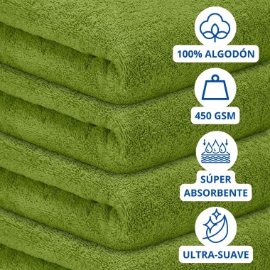 Toalla Mónaco 100% Algodón 450gr - Verde Hoja | Deslan Internacional 2
