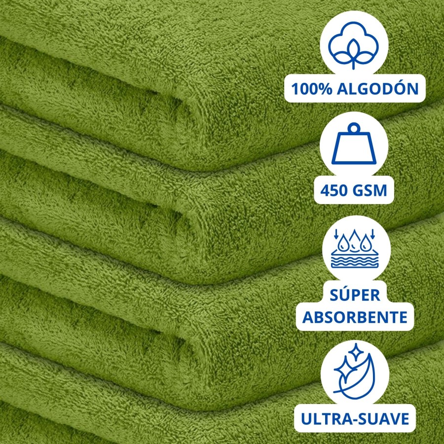 Toalla Mónaco 100% Algodón 450gr - Verde Hoja | Deslan Internacional