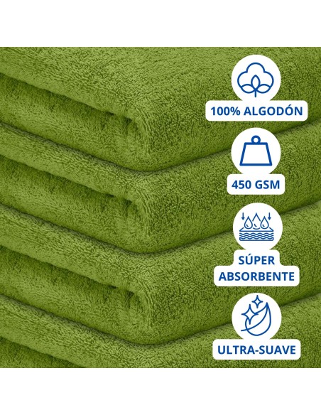 Toalla Mónaco 100% Algodón 450gr - Verde Hoja | Deslan Internacional