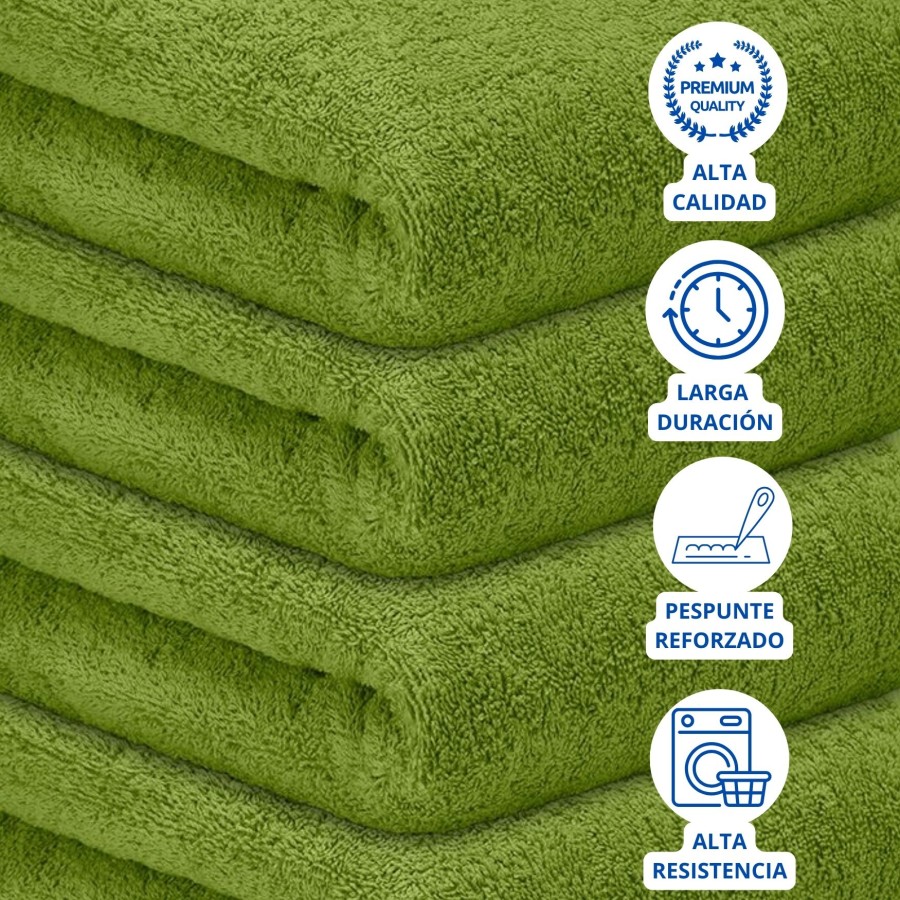 Toalla Mónaco 100% Algodón 450gr - Verde Hoja | Deslan Internacional