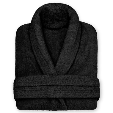 Albornoz Cuello Smoking 100% Algodón 450gr - Negro | Deslan Internacional