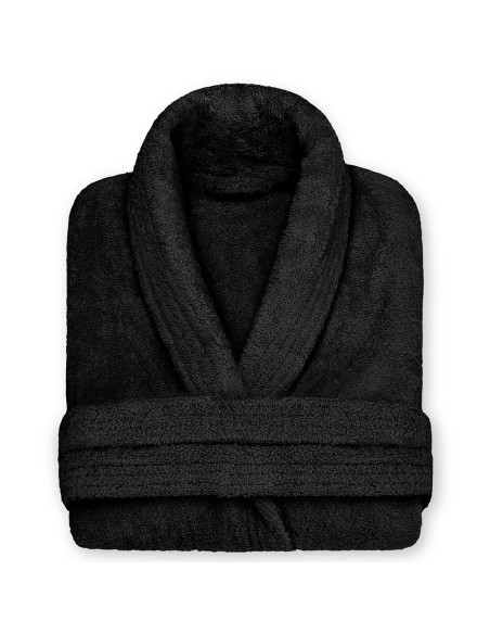 Albornoz Cuello Smoking 100% Algodón 450gr - Negro | Deslan Internacional