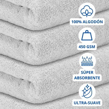Toalla Mónaco 100% Algodón 450gr - Gris plata | Deslan Internacional 2