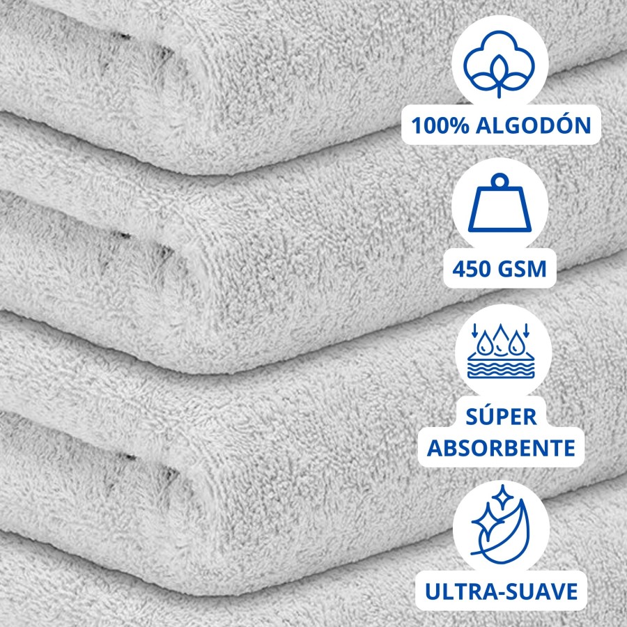 Toalla Mónaco 100% Algodón 450gr - Gris plata | Deslan Internacional