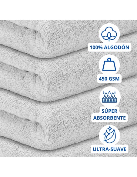 Toalla Mónaco 100% Algodón 450gr - Gris plata | Deslan Internacional