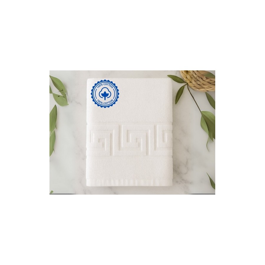 Toalla Blanca 100% Algodón 500gr con Greca Romana | Deslan Internacional