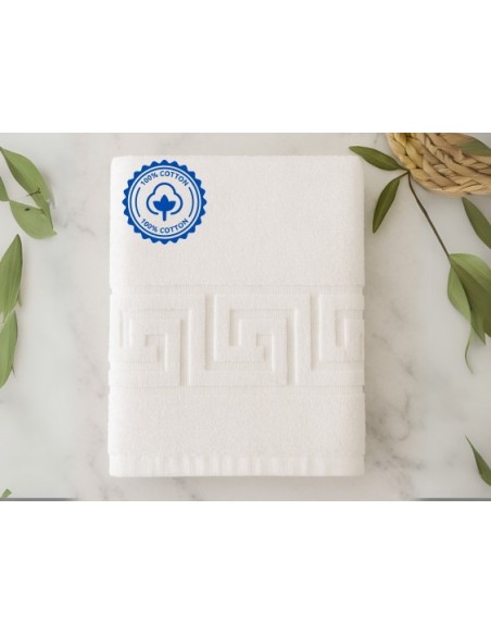 Toalla Blanca 100% Algodón 500gr con Greca Romana | Deslan Internacional