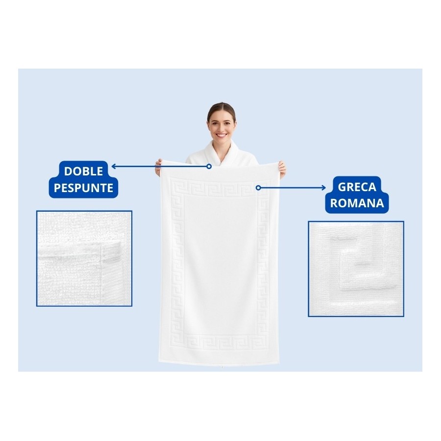 Toalla Blanca 100% Algodón 500gr con Greca Romana | Deslan Internacional