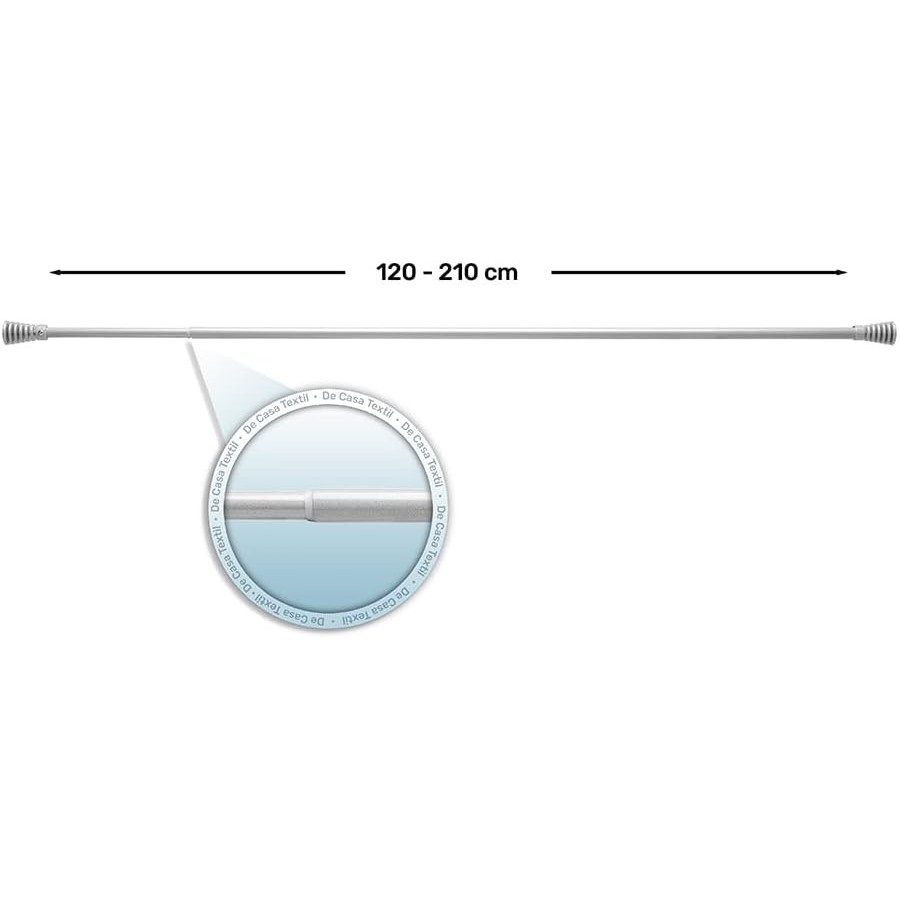 Barra de Cortina Extensible 120-210 cm - Basic - Plata | Deslan Internacional