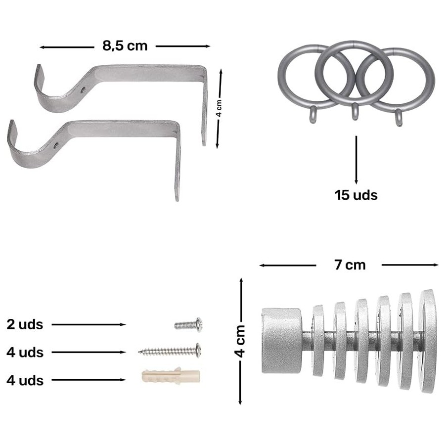 Barra de Cortina Extensible 120-210 cm - Basic - Plata | Deslan Internacional