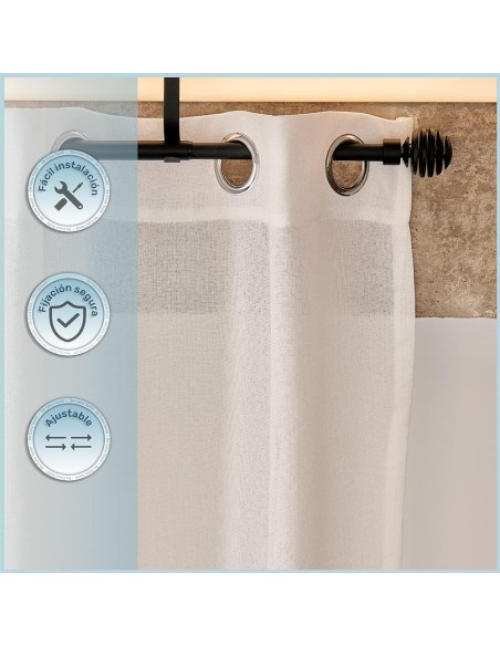 Barra de Cortina Extensible 120-210 cm - Bola Abierta - Negro | Deslan Internacional