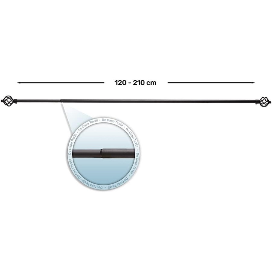 Barra de Cortina Extensible 120-210 cm - Espira - Negro | Deslan Internacional