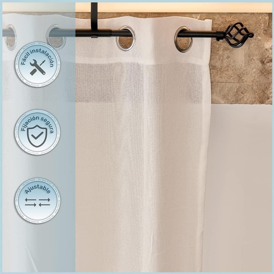 Barra de Cortina Extensible 120-210 cm - Espira - Negro | Deslan Internacional