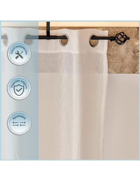 Barra de Cortina Extensible 120-210 cm - Espira - Negro | Deslan Internacional