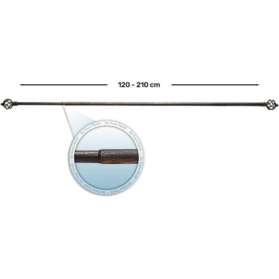 Barra de Cortina Extensible 120-210 cm - Espira - Negro/Oro | Deslan Internacional