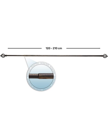 Barra de Cortina Extensible 120-210 cm - Espira - Negro/Oro | Deslan Internacional
