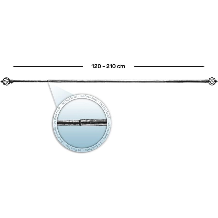 Barra de Cortina Extensible 120-210 cm - Espira - Negro/Plata | Deslan Internacional