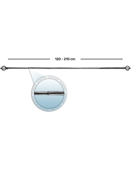 Barra de Cortina Extensible 120-210 cm - Espira - Negro/Plata | Deslan Internacional