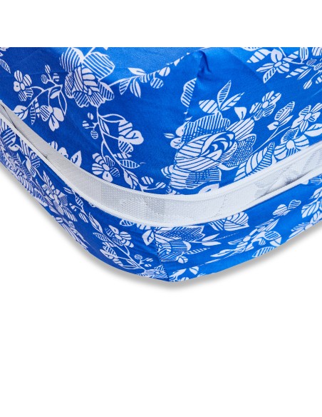 Funda de colchón azul con estampado floral | Deslan Internacional