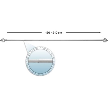 Barra de Cortina Extensible 120-210 cm - Espira - Plata | Deslan Internacional 2