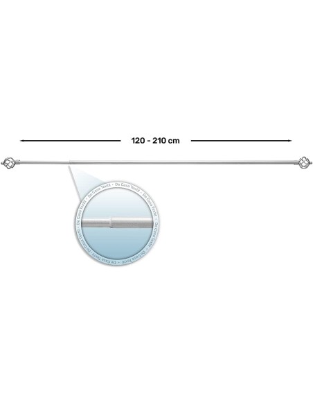 Barra de Cortina Extensible 120-210 cm - Espira - Plata | Deslan Internacional