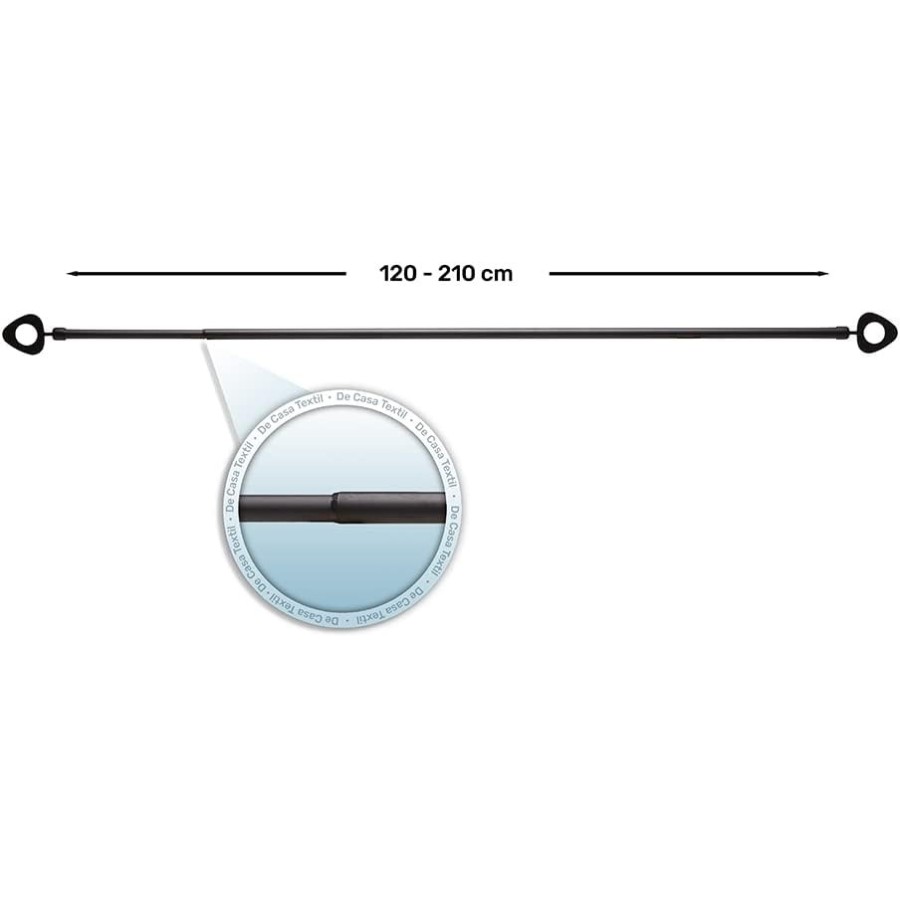 Barra de Cortina Extensible 120-210 cm - Flecha - Negro | Deslan Internacional