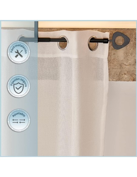 Barra de Cortina Extensible 120-210 cm - Flecha - Negro | Deslan Internacional