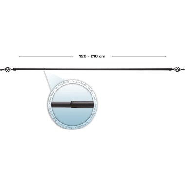 Barra de Cortina Extensible 120-210 cm - Piña - Negro | Deslan Internacional 2