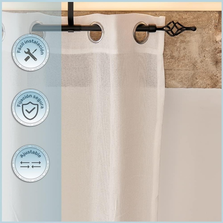 Barra de Cortina Extensible 120-210 cm - Piña - Negro | Deslan Internacional