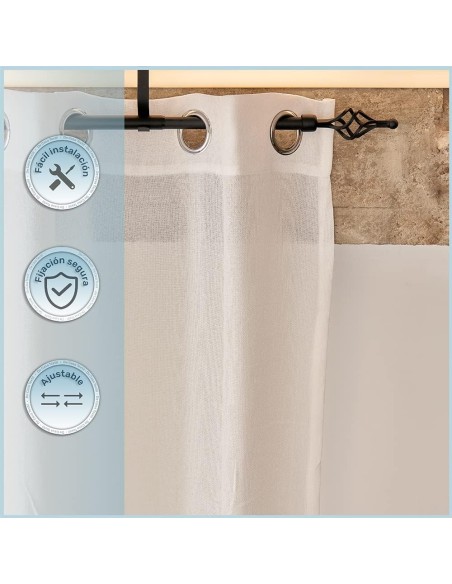 Barra de Cortina Extensible 120-210 cm - Piña - Negro | Deslan Internacional