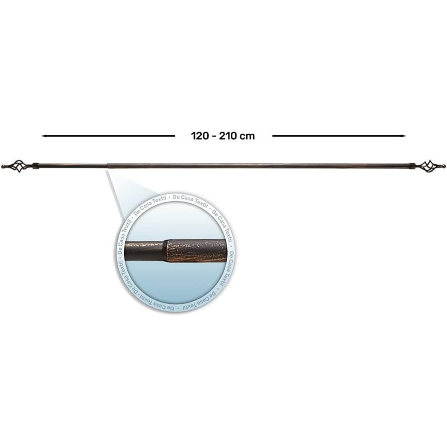 Barra de Cortina Extensible 120-210 cm - Piña - Negro/Oro | Deslan Internacional