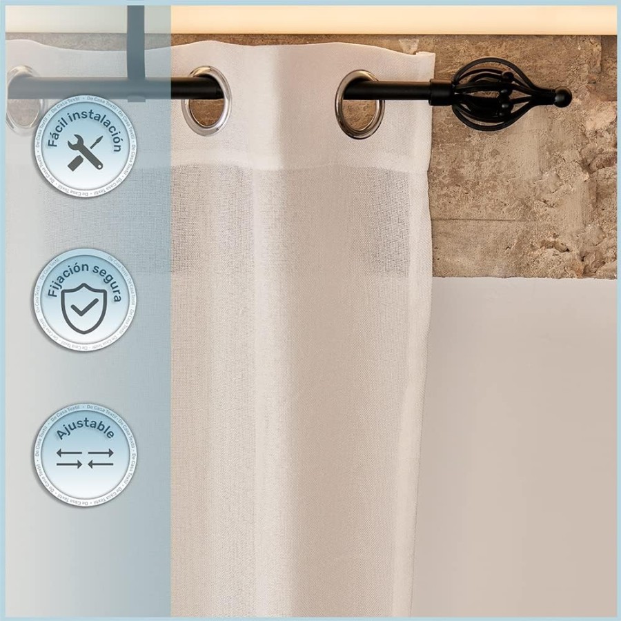 Barra de Cortina Extensible 120-210 cm - Rustica - Negro | Deslan Internacional