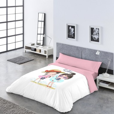 Funda Nórdica Infantil Kayana - Rosa | Juego 3 Piezas 50% Algodón 50% Poliéster