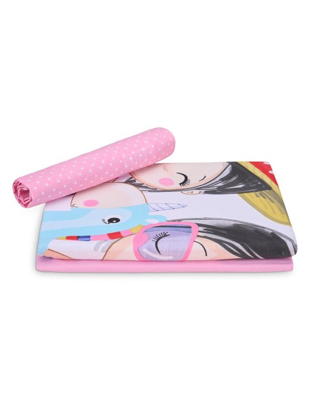 Funda Nórdica Infantil Kayana - Rosa | Juego 3 Piezas 50% Algodón 50% Poliéster