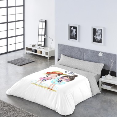 Funda Nórdica Infantil Kayana - Gris | Juego 3 Piezas 50% Algodón 50% Poliéster