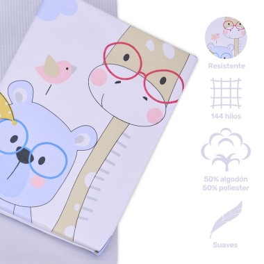 Funda Nórdica Infantil Yogui - Gris | Juego 3 Piezas 50% Algodón 50% Poliéster 2
