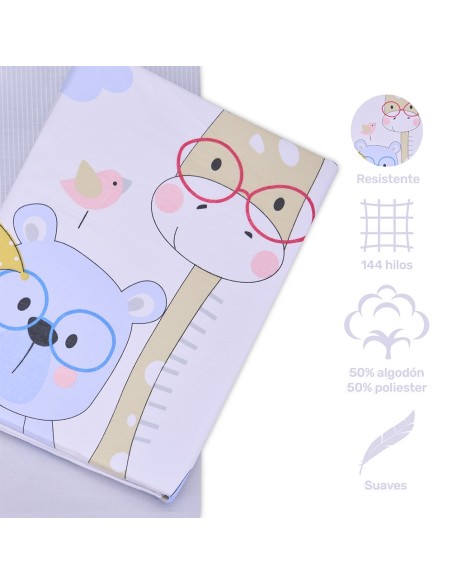 Funda Nórdica Infantil Yogui - Gris | Juego 3 Piezas 50% Algodón 50% Poliéster