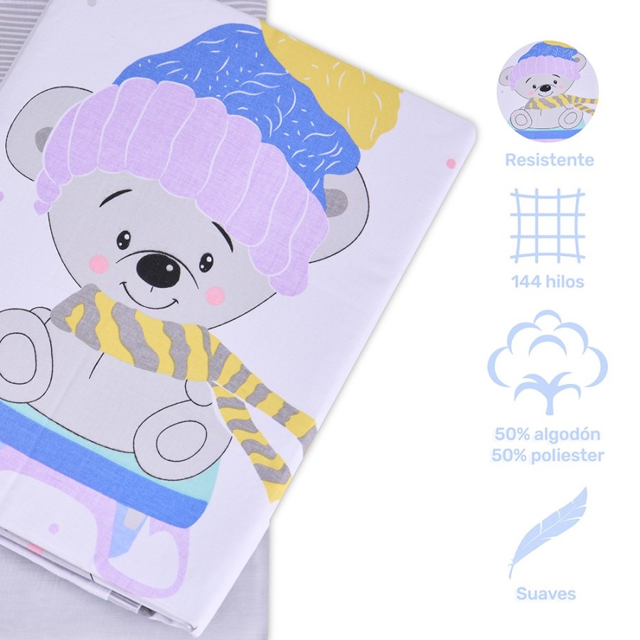 Funda Nórdica Infantil Suffers - Gris | Juego 3 Piezas 50% Algodón 50% Poliéster