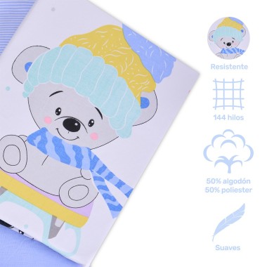 Funda Nórdica Infantil Suffers - Azul | Juego 3 Piezas 50% Algodón 50% Poliéster 2