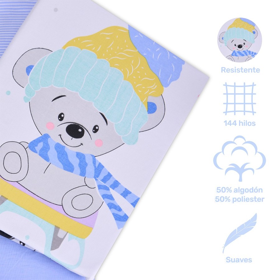 Funda Nórdica Infantil Suffers - Azul | Juego 3 Piezas 50% Algodón 50% Poliéster
