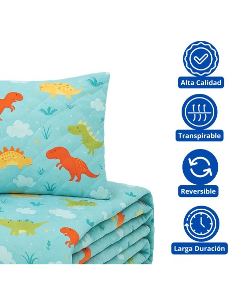 Colcha Bouti Infantil Jurasico con Funda de Cojín | Cama 90 cm | Deslan Internacional