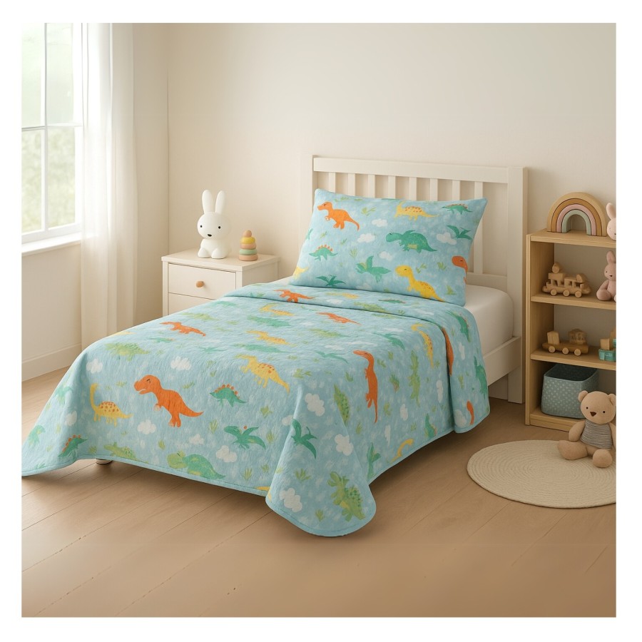 Colcha Bouti Infantil Jurasico con Funda de Cojín | Cama 90 cm | Deslan Internacional