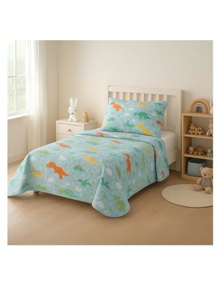 Colcha Bouti Infantil Jurasico con Funda de Cojín | Cama 90 cm | Deslan Internacional