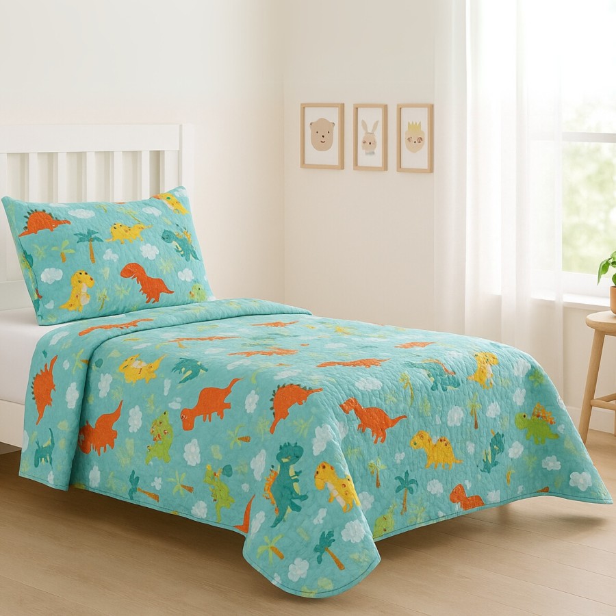 Colcha Bouti Infantil Jurasico con Funda de Cojín | Cama 90 cm | Deslan Internacional