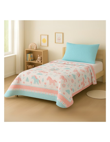 Colcha Bouti Infantil Princesas con Funda de Cojín | Cama 90 cm | Deslan Internacional