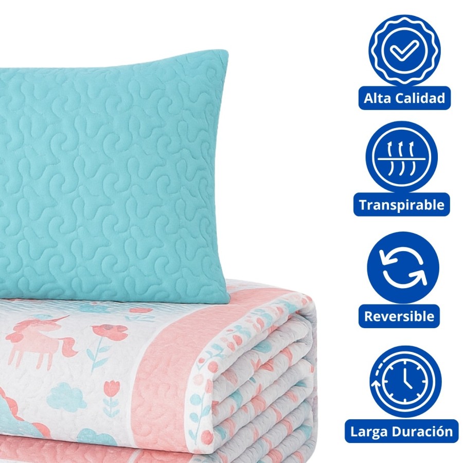 Colcha Bouti Infantil Princesas con Funda de Cojín | Cama 90 cm | Deslan Internacional