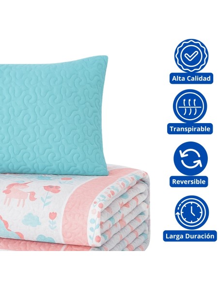 Colcha Bouti Infantil Princesas con Funda de Cojín | Cama 90 cm | Deslan Internacional