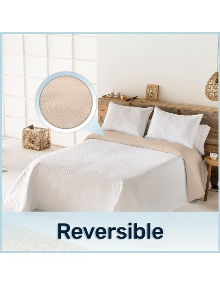 Colcha Reversible Modelo Quito - Blanco | Microfibra Termosellada | Deslan Internacional