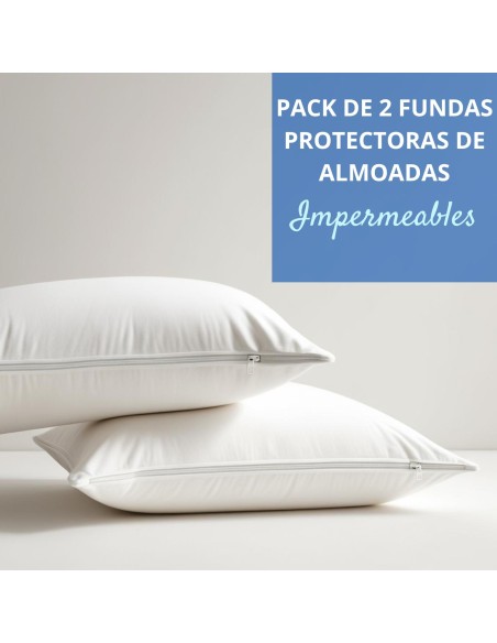 Pack 2 Fundas de Almohada Impermeables Transpirables con Cremallera | Deslan Internacional