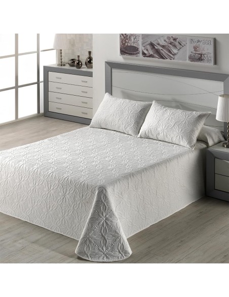 Colcha Bouti Blanca LORCA | Elegancia Floral para Cama de 135 a 180 cm | Deslan Internacional
